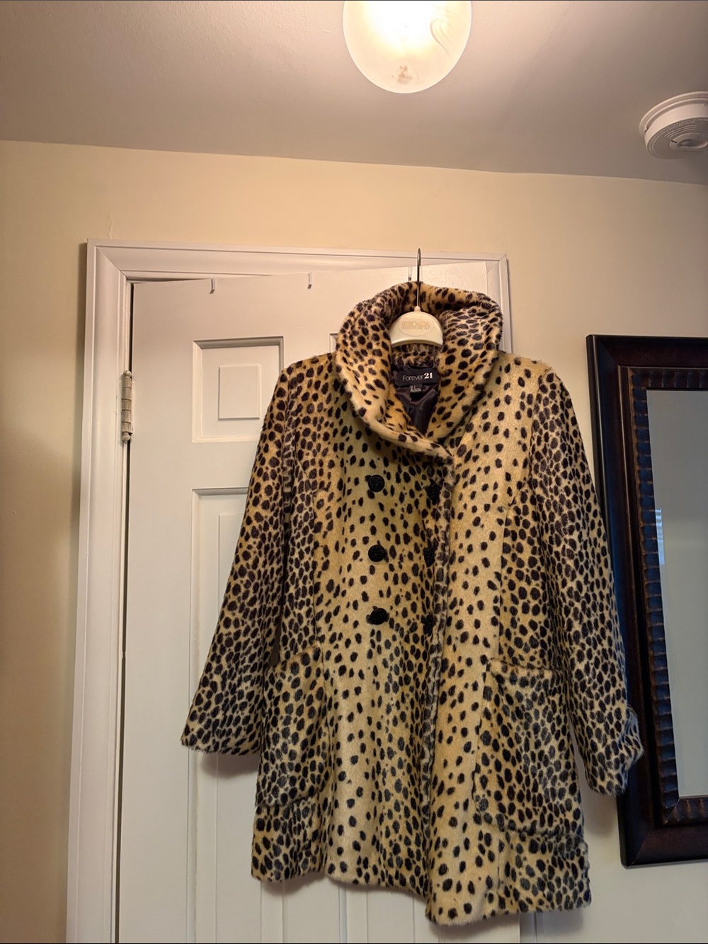 Forever 21 Leopard Print Teddy Coat - Tan and Black